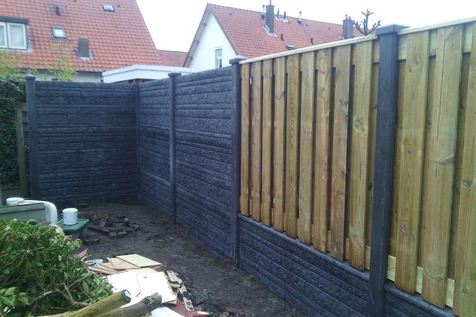 luxe hout-betonschutting antraciet